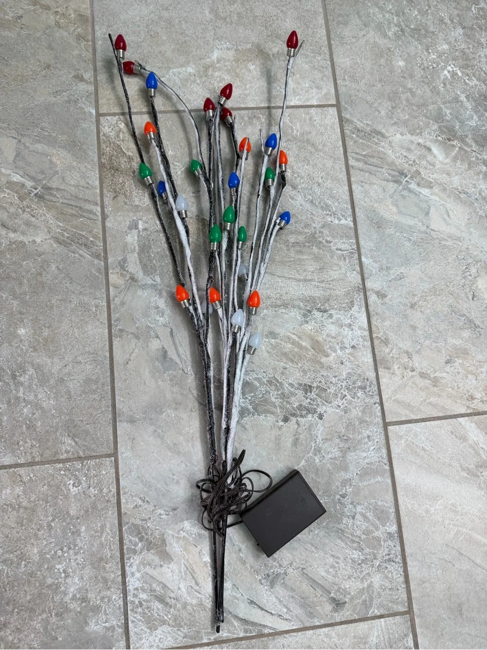 Multicolor Decorative Snow Covered Branches Sticks with Christmas Lights